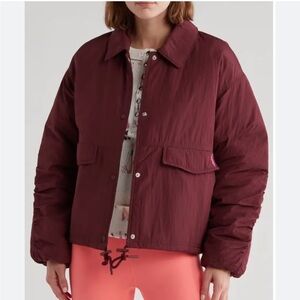 FP Movement Off The Bleachers Coaches Jacket - Burgundy